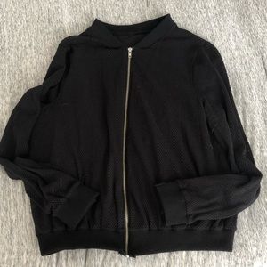 Forever 21 black mesh zipper jacket